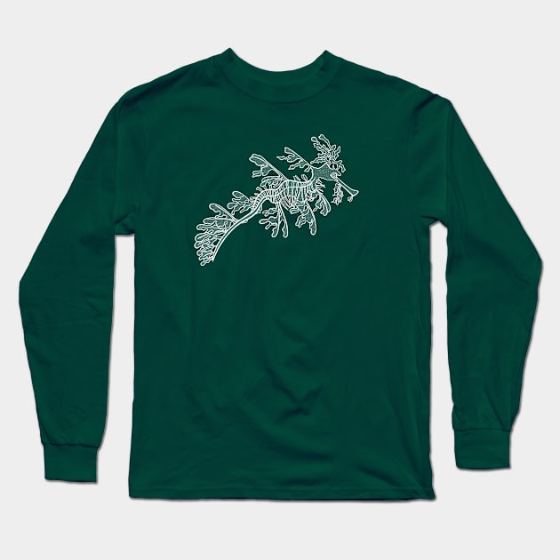 Hand drawn Leafy Seadragon - marine animal design Long Sleeve T-Shirt by Green Paladin